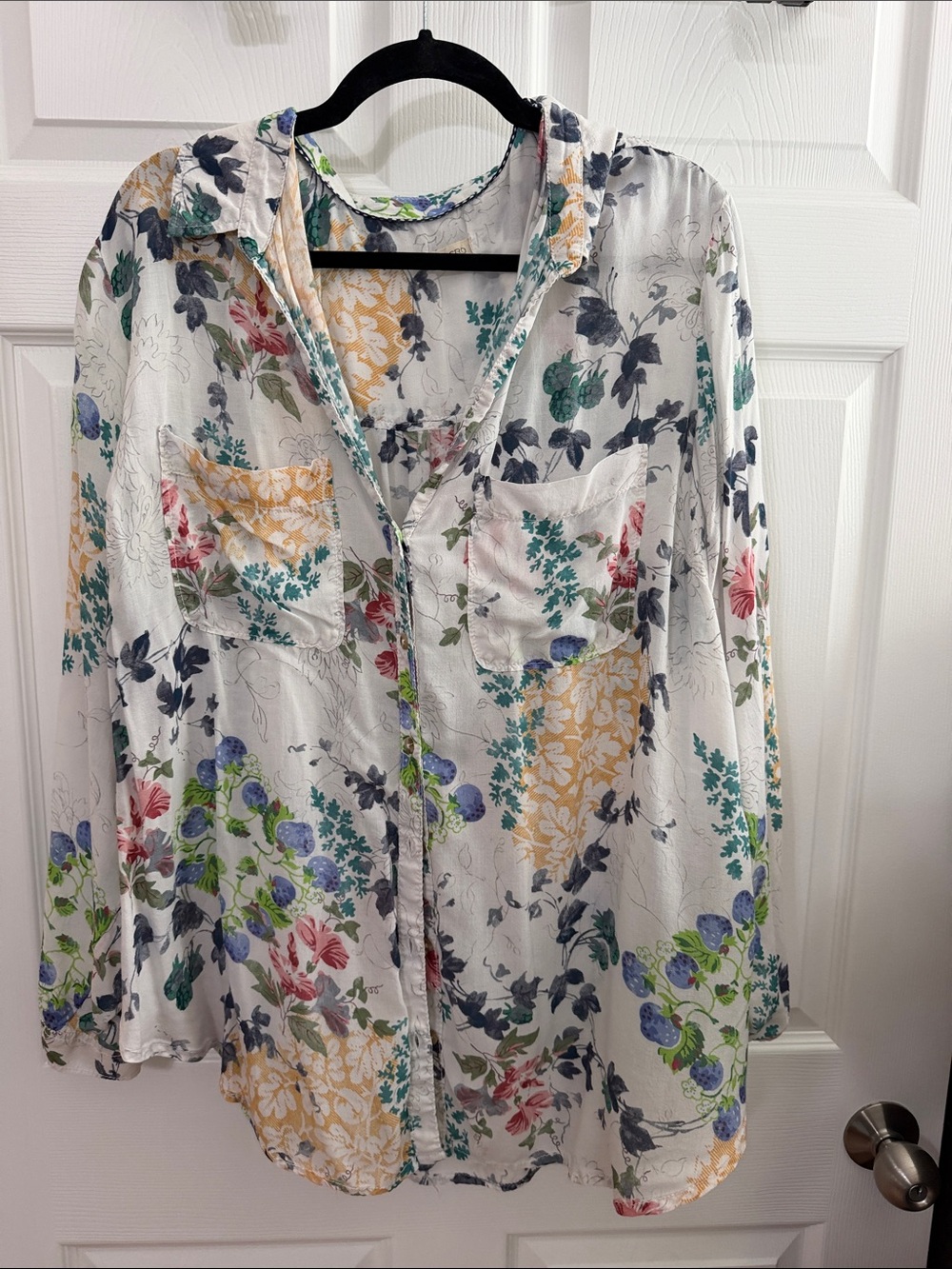 Pilcro by Anthropology White Floral Button-Front ~ women’s 2x